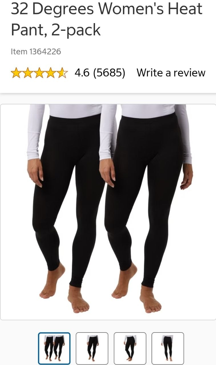 32 Degrees Women's Heat Pant, 2-pack
