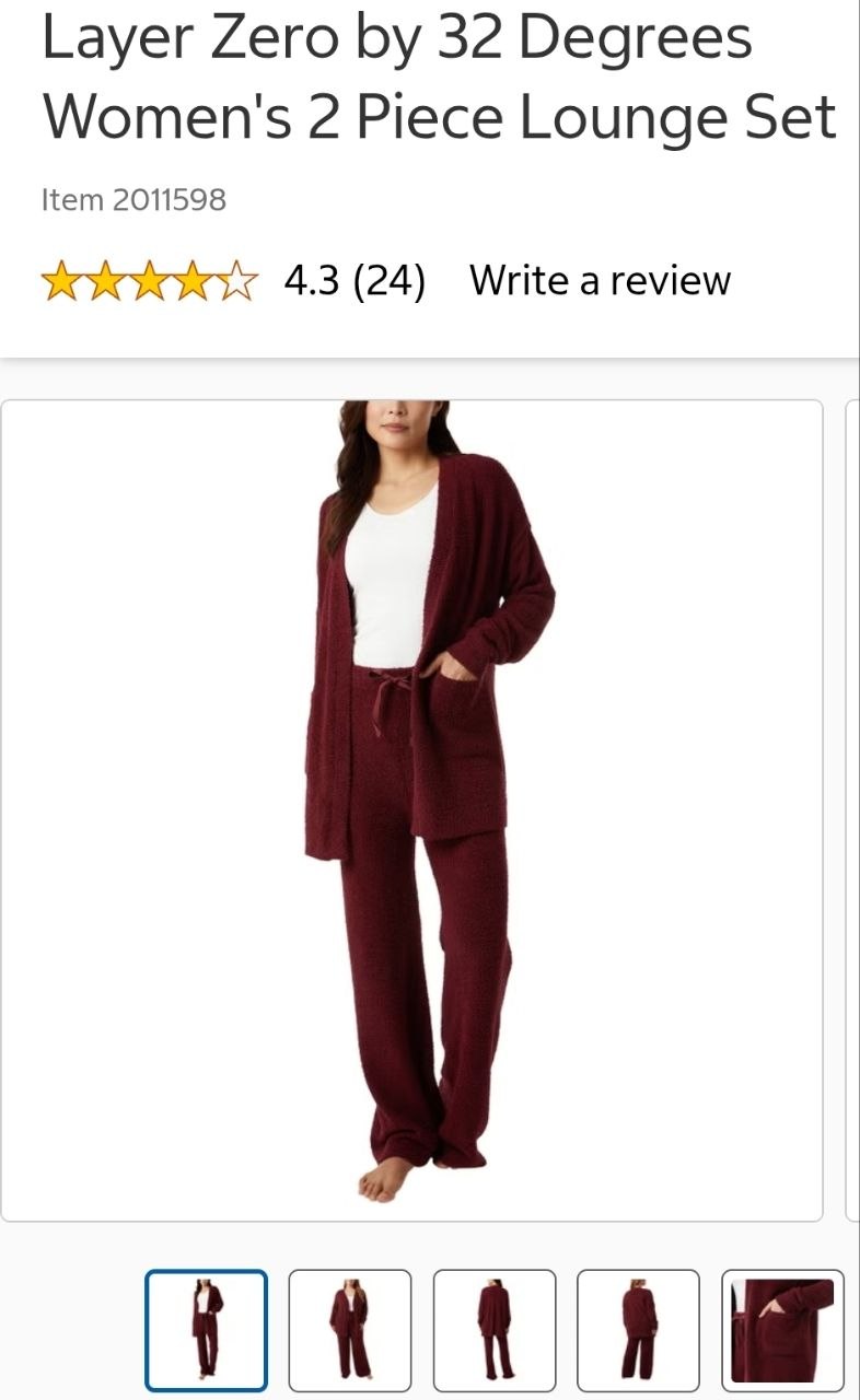 Layer Zero by 32 Degrees Women's 2 Piece Lounge Set