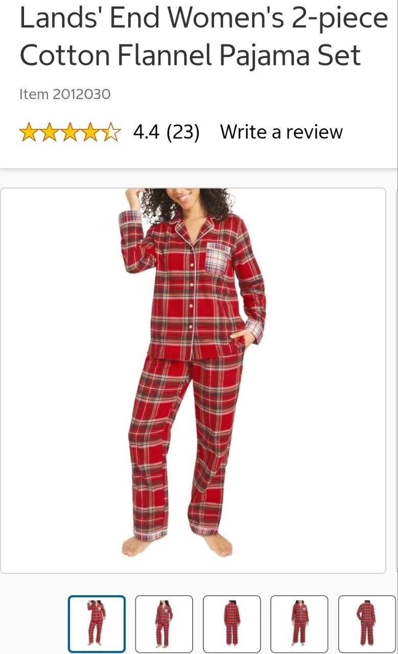 Lands' End Women's 2-piece Cotton Flannel Pajama Set