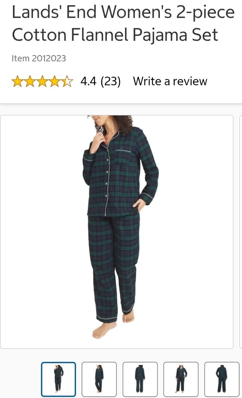 Lands' End Women's 2-piece Cotton Flannel Pajama Set