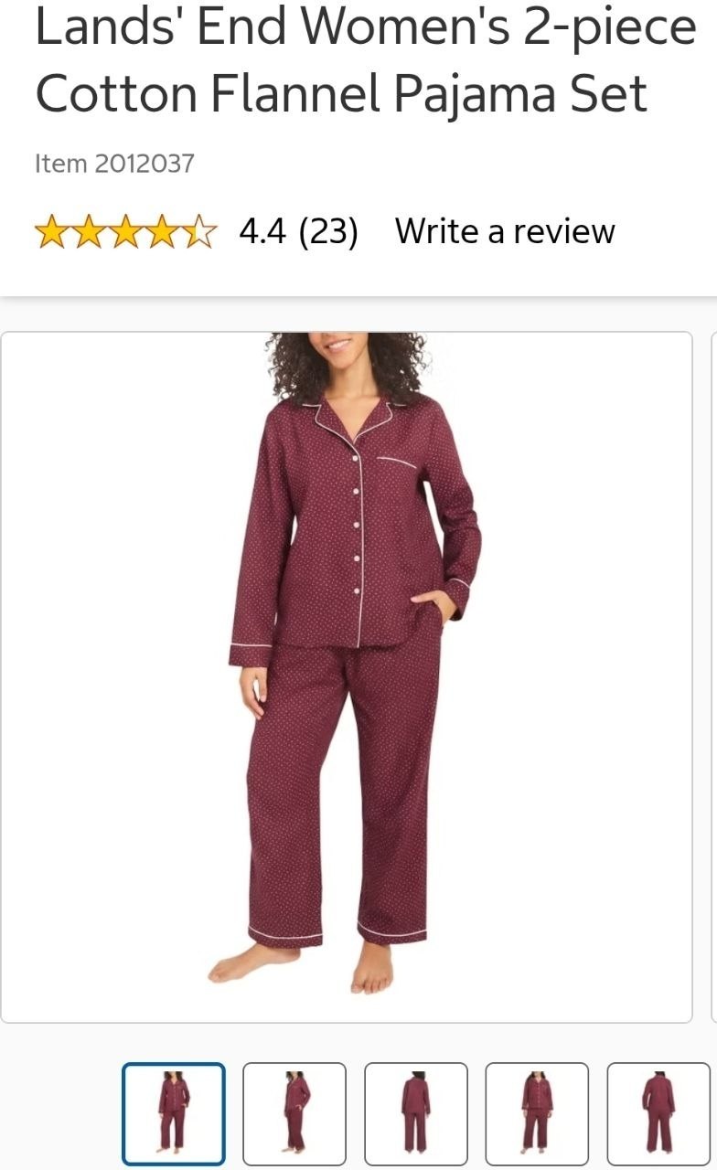 Lands' End Women's 2-piece Cotton Flannel Pajama Set