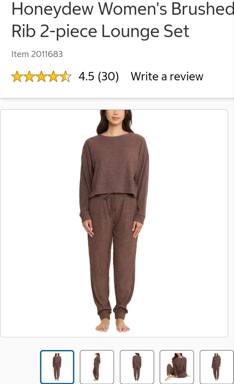 Promo 25/10 Honeydew Women's Brushed Rib 2-piece Lounge Set