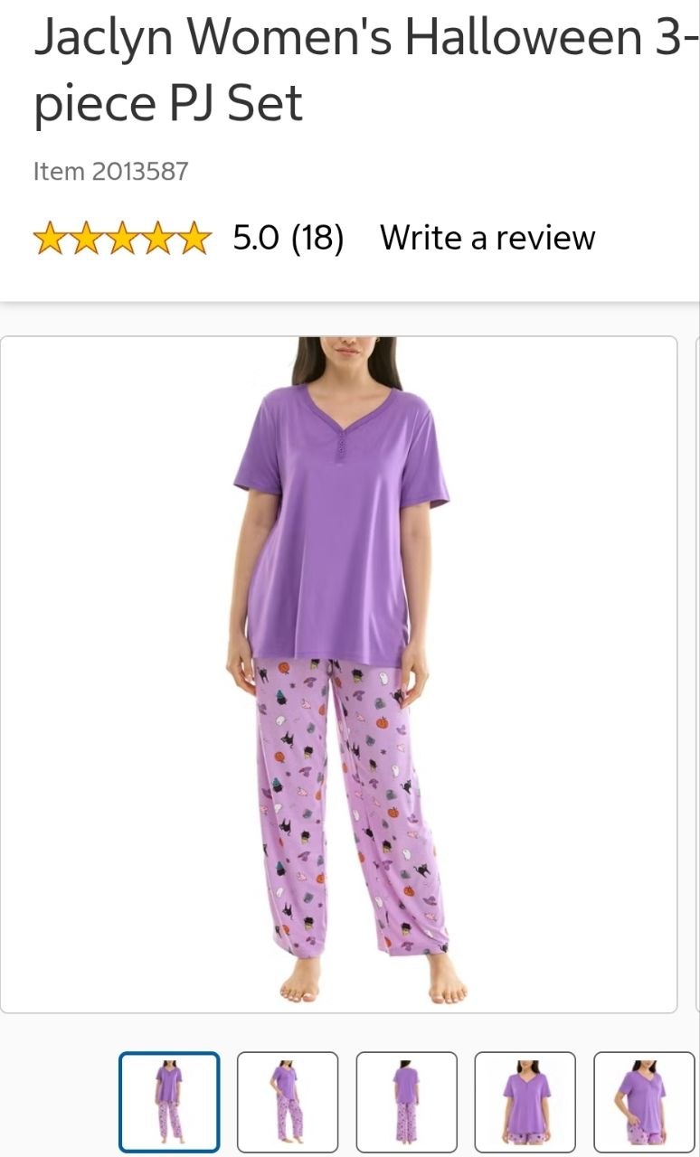 Jaclyn Women's Halloween 3-piece PJ Set