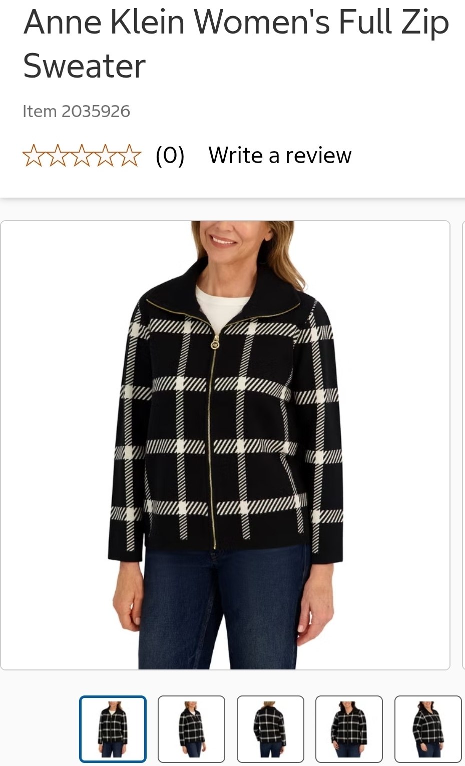 Anne Klein Women's Full Zip Sweater