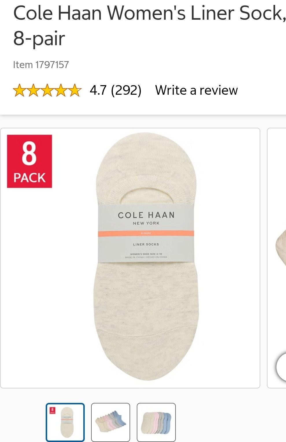 Cole Haan Women's Liner Sock, 8-pair