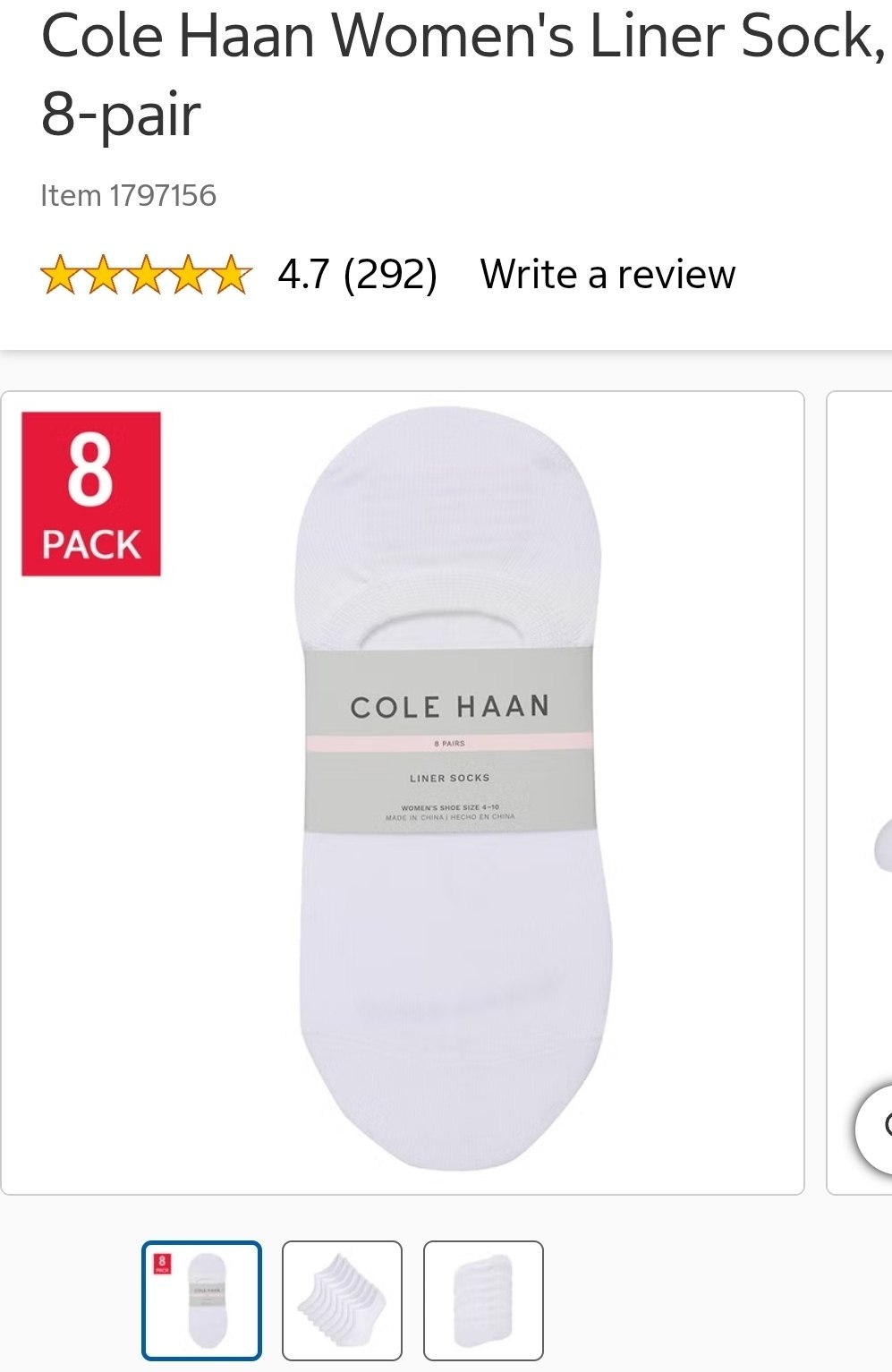 Cole Haan Women's Liner Sock, 8-pair