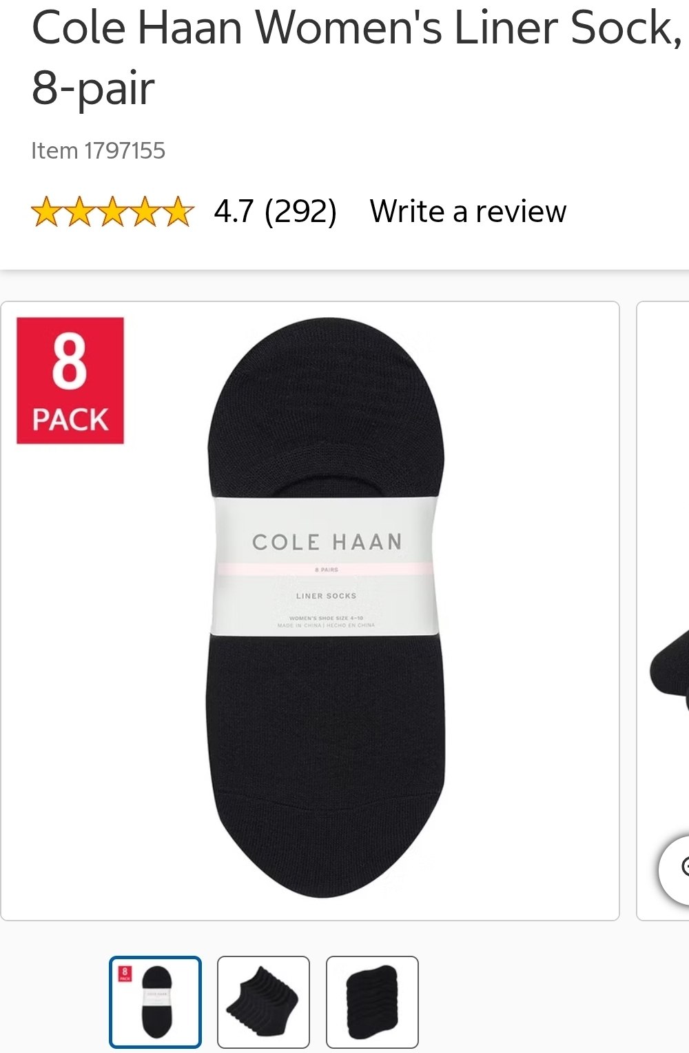 Cole Haan Women's Liner Sock, 8-pair