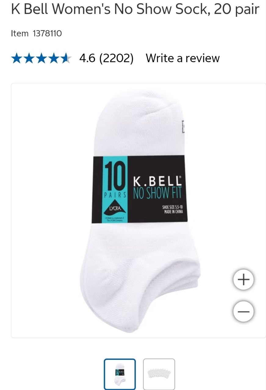 K Bell Women's No Show Sock, 20 pair