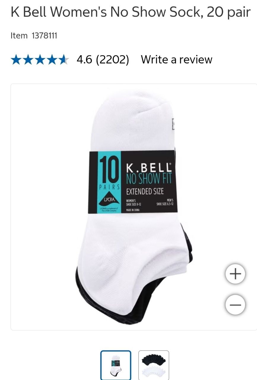 K Bell Women's No Show Sock, 20 pair