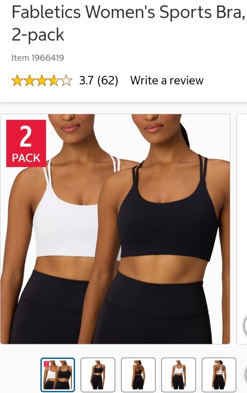 Fabletics Women's Sports Bra, 2-pack