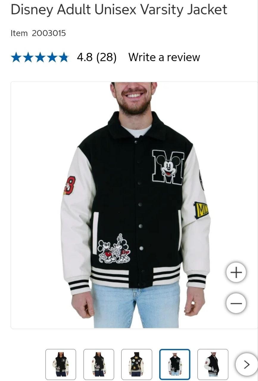 Disney Adult Unisex Varsity Jacket