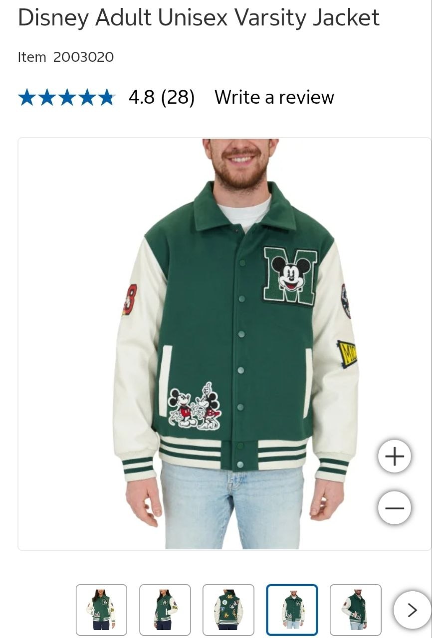 Disney Adult Unisex Varsity Jacket