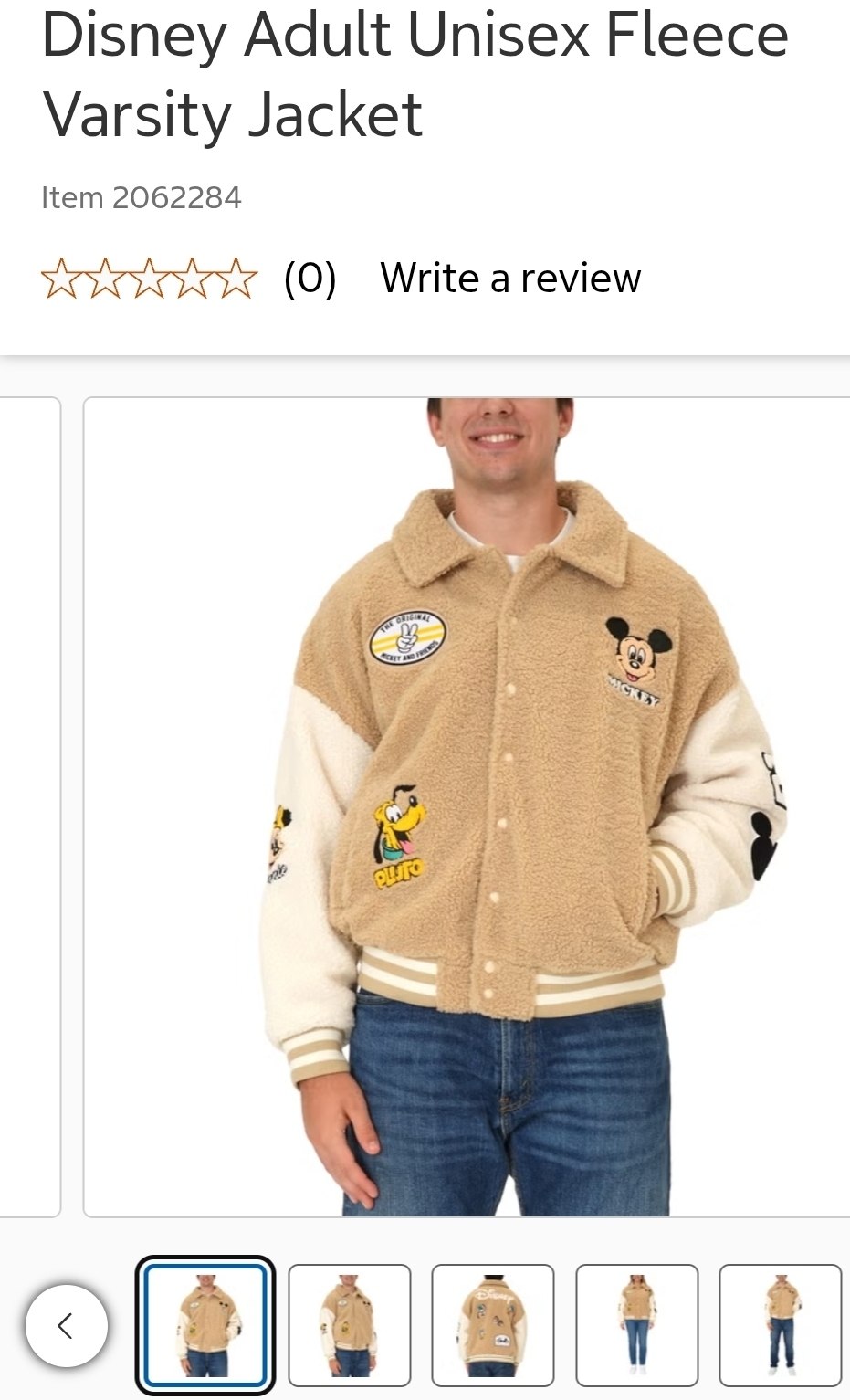 Disney Adult Unisex Fleece Varsity Jacket