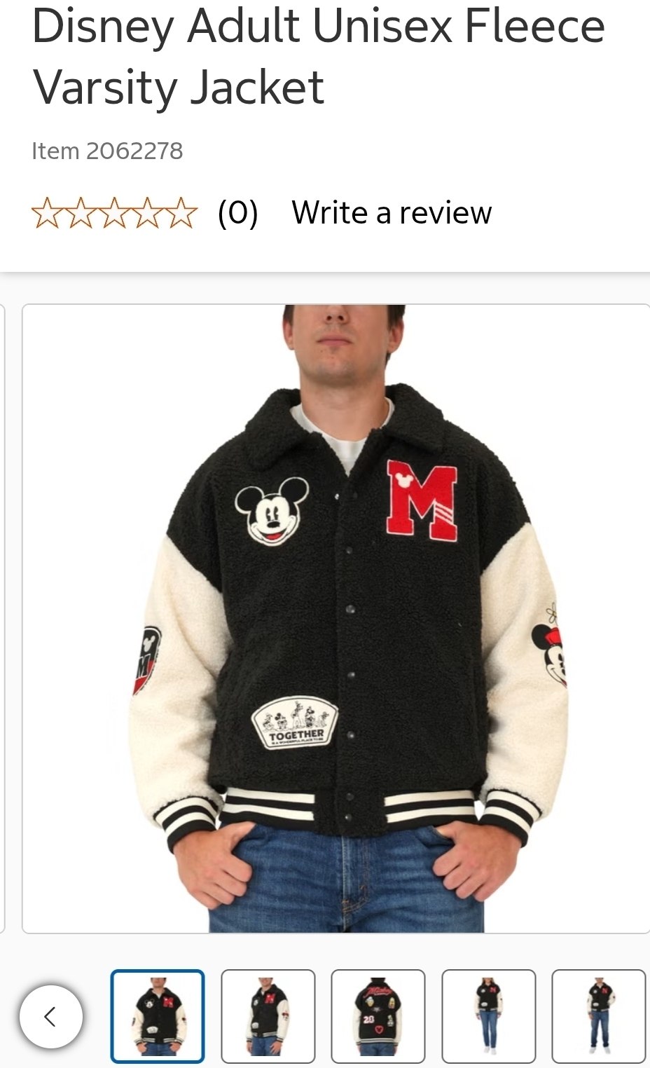 Disney Adult Unisex Fleece Varsity Jacket