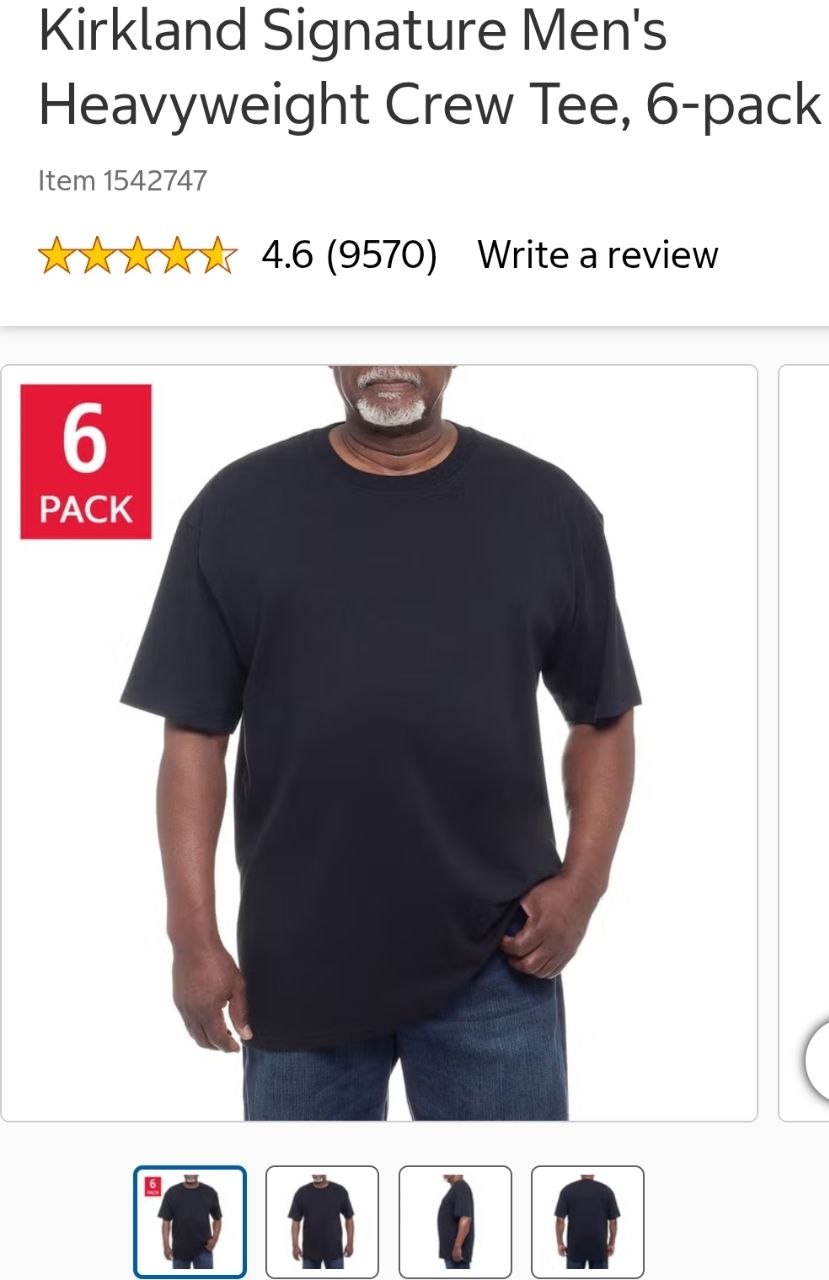 Kirkland Signature Men's Heavyweight Crew Tee, 6-pack