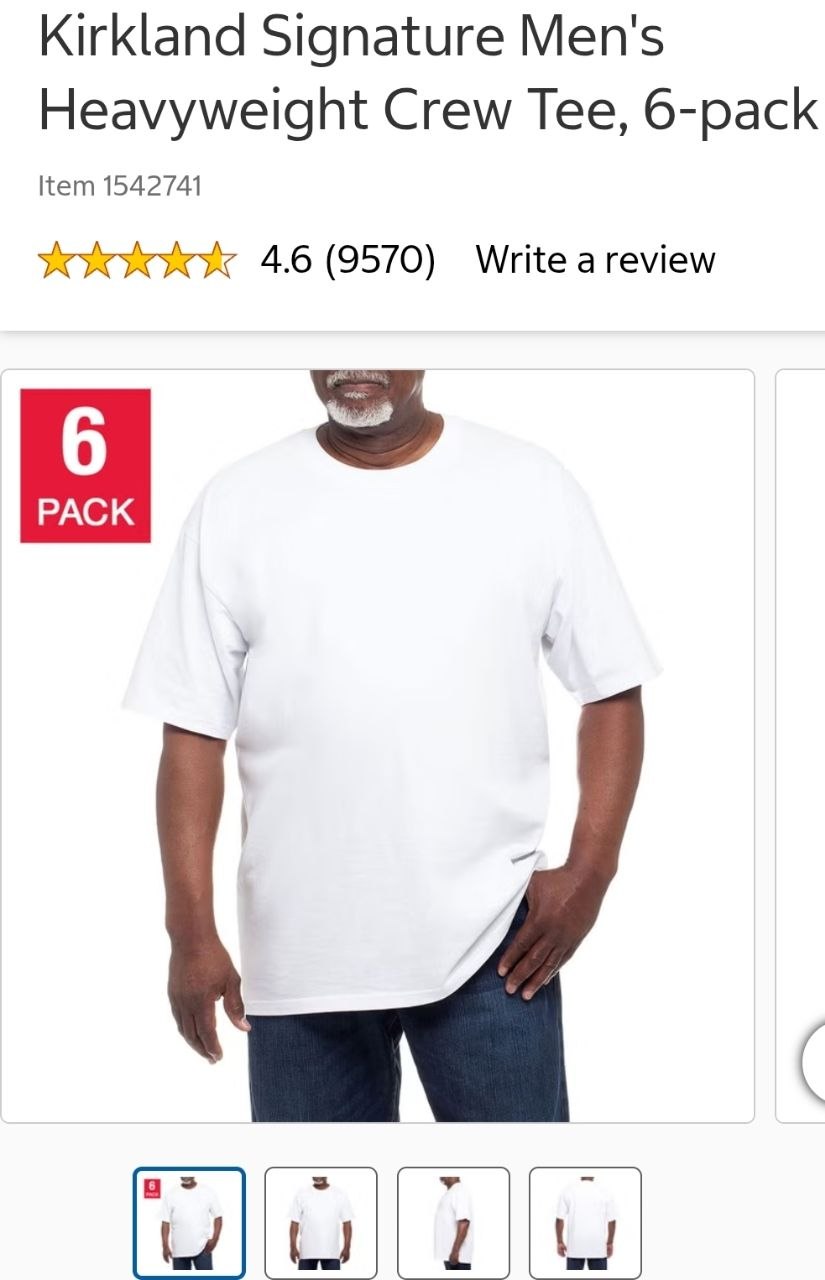 Kirkland Signature Men's Heavyweight Crew Tee, 6-pack