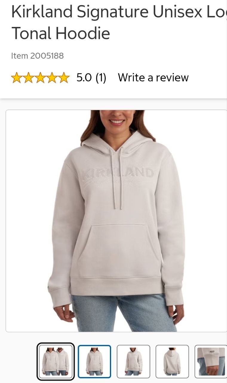 Kirkland Signature Unisex Logo Tonal Hoodie