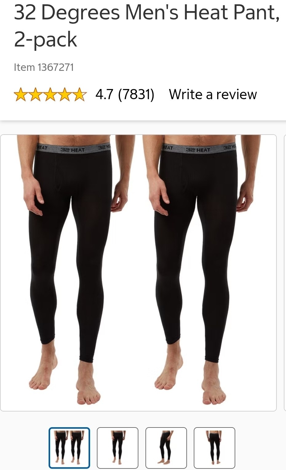 32 Degrees Men's Heat Pant, 2-pack