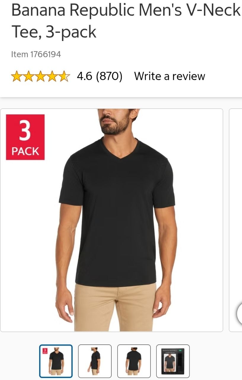 Banana Republic Men's V-Neck Tee, 3-pack