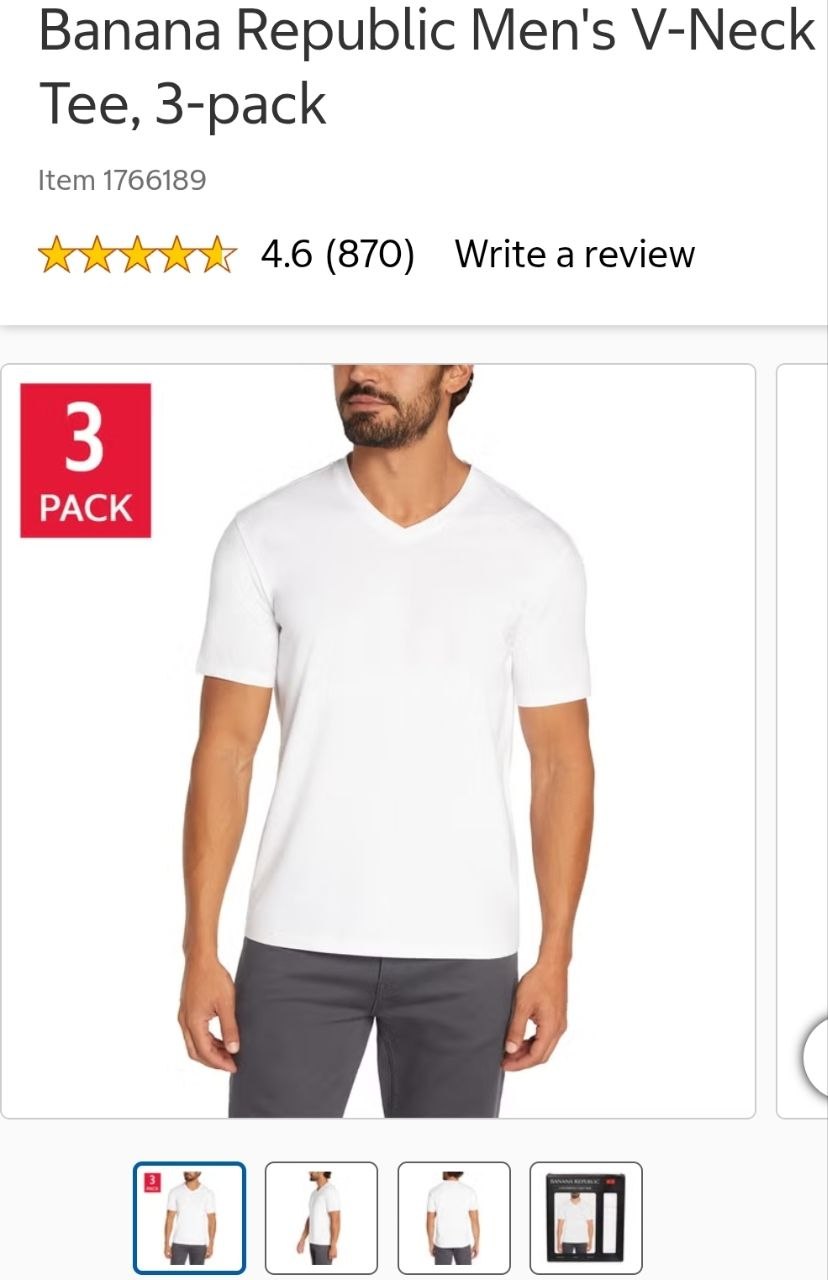 Banana Republic Men's V-Neck Tee, 3-pack
