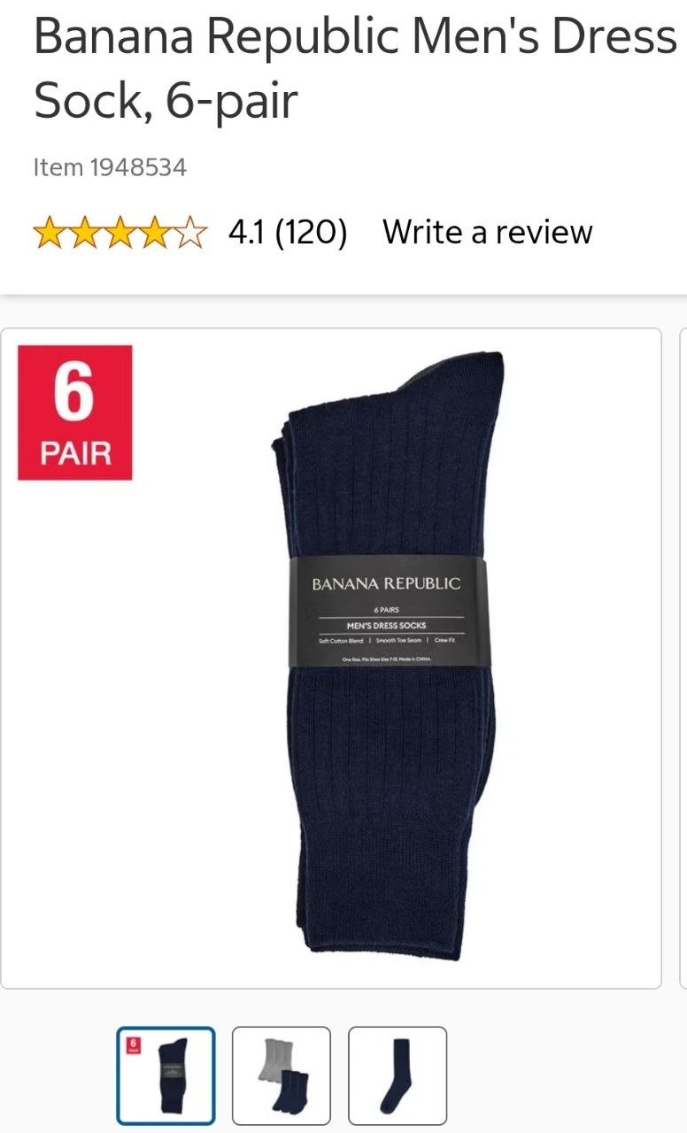 Banana Republic Men's Dress Sock, 6-pair