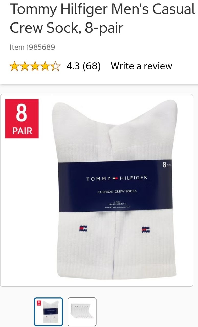 Tommy Hilfiger Men's Casual Crew Sock, 8-pair