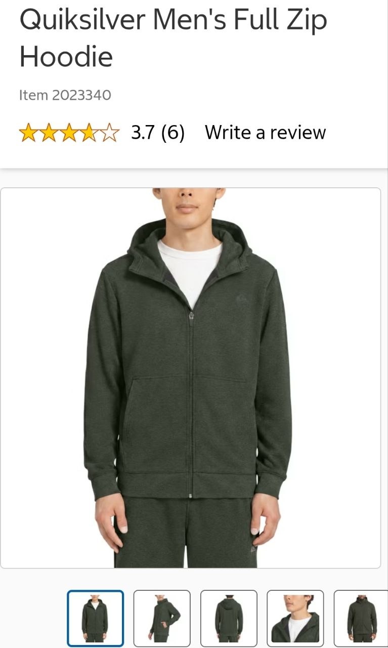 Promo 25/10 Quiksilver Men's Full Zip Hoodie