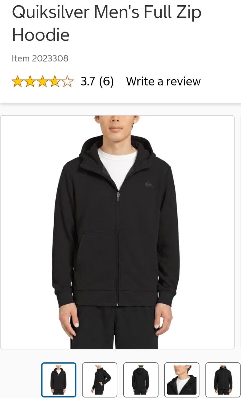 Promo 25/10 Quiksilver Men's Full Zip Hoodie