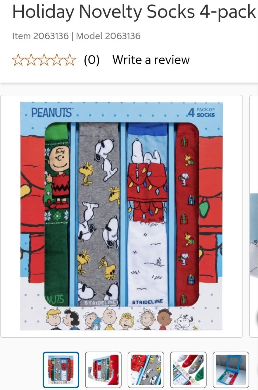 Holiday Novelty Sock 4-Pack Christmas Vacation, Grinch, or Peanuts