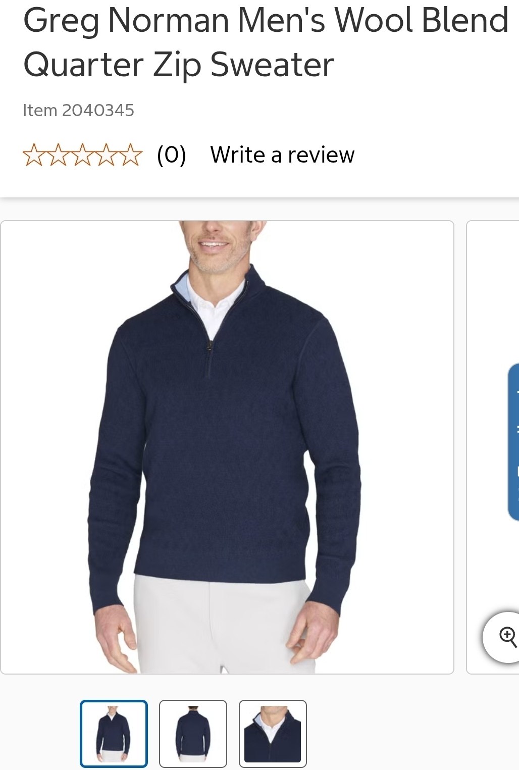 Greg Norman Men's Wool Blend Quarter Zip Sweater