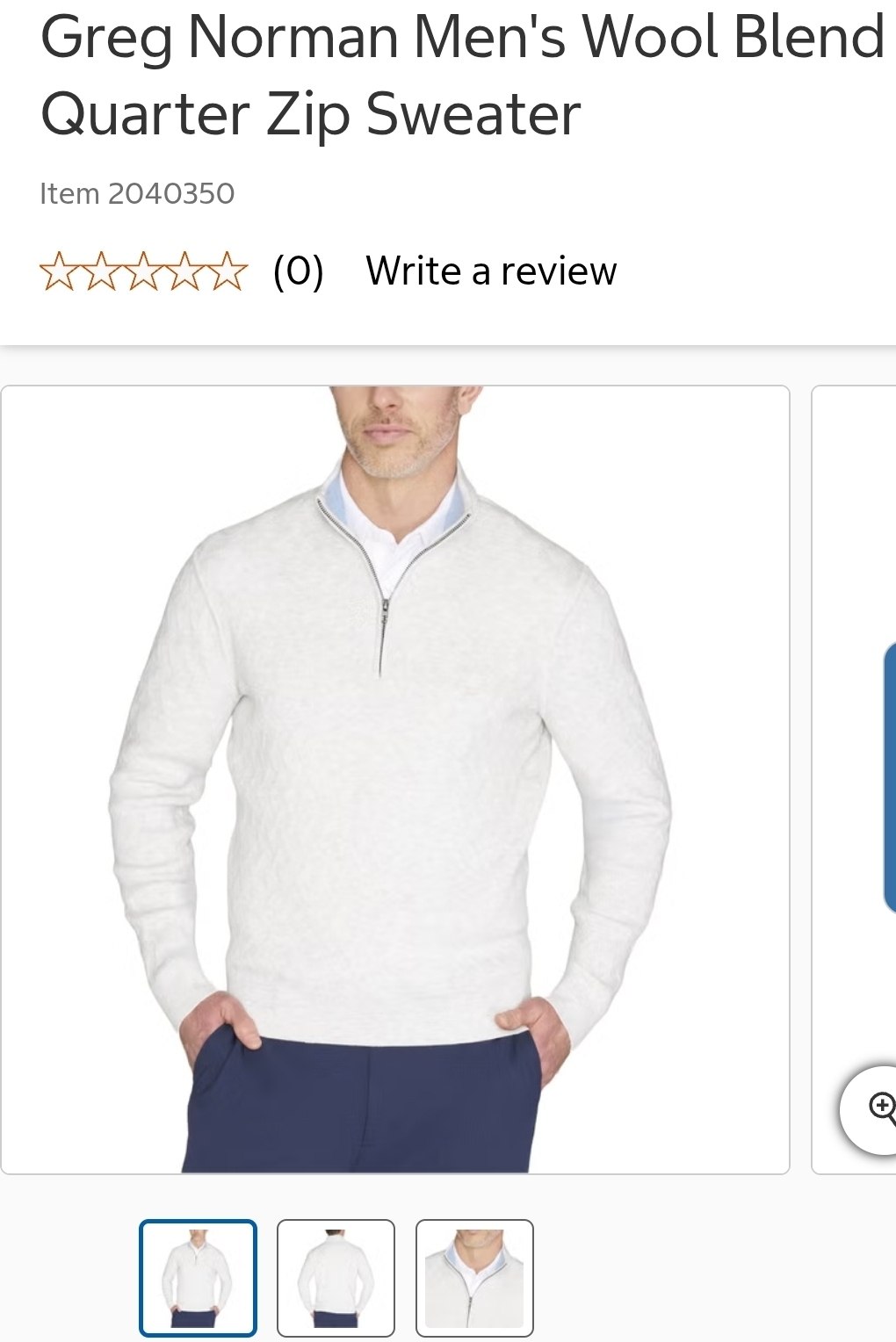 Greg Norman Men's Wool Blend Quarter Zip Sweater