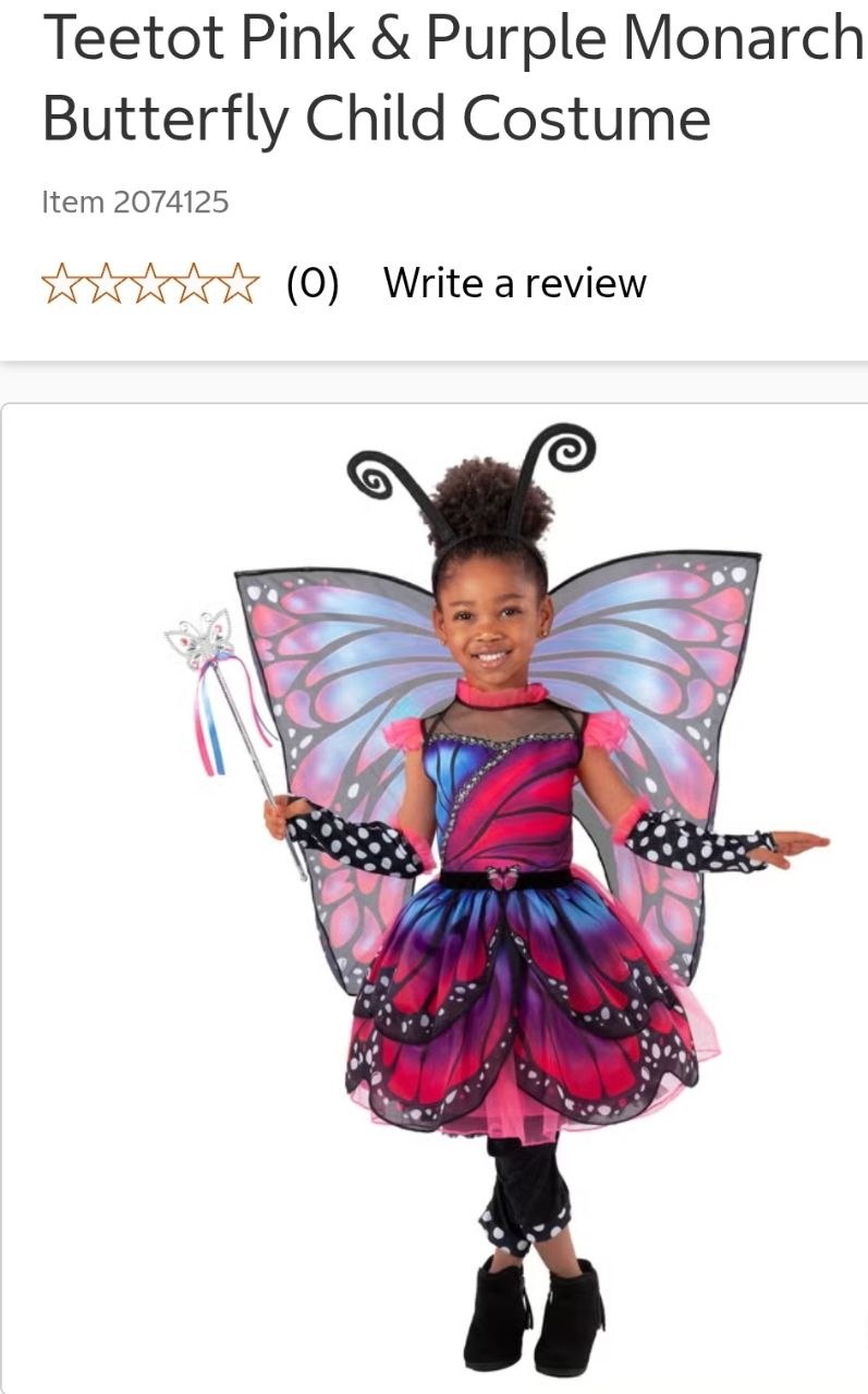 Teetot Pink & Purple Monarch Butterfly Child Costume