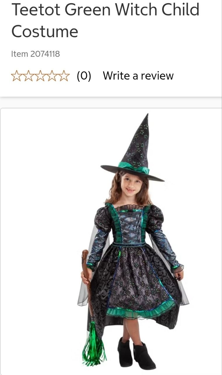 Teetot Green Witch Child Costume