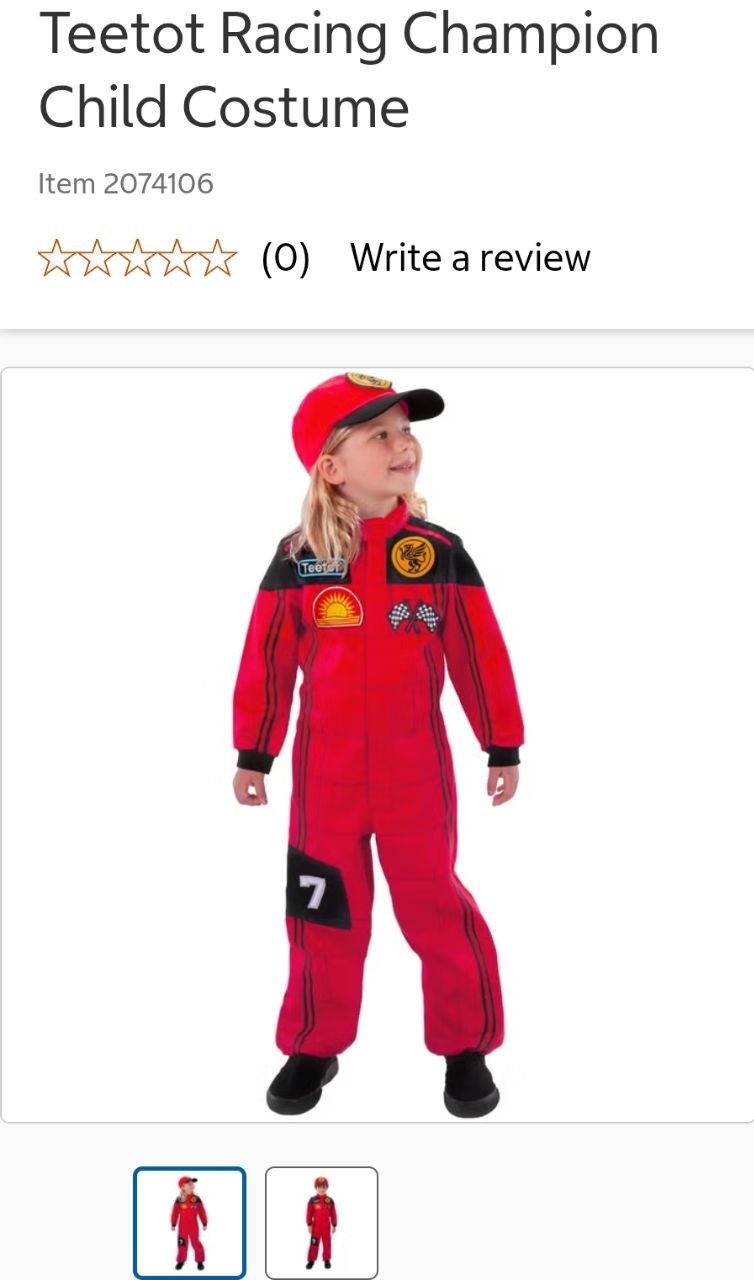 Teetot Racing Champion Child Costume