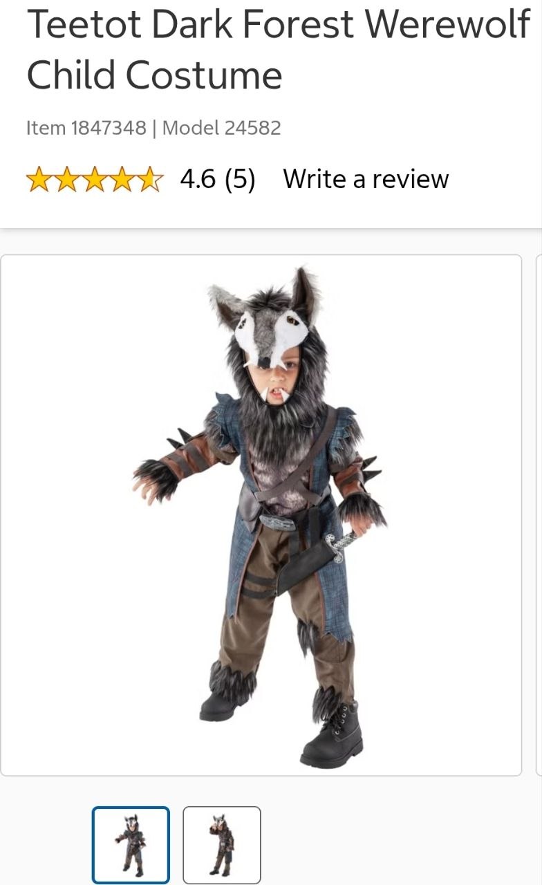 Teetot Dark Forest Werewolf Child Costume