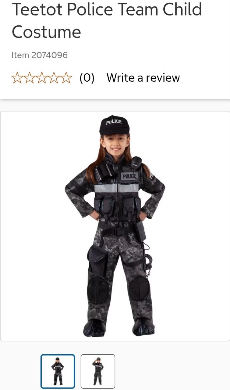 Teetot Police Team Child Costume