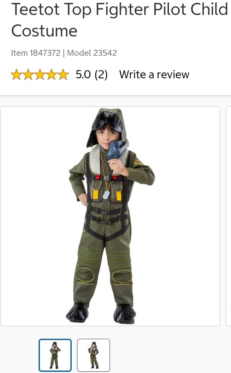 Teetot Top Fighter Pilot Child Costume