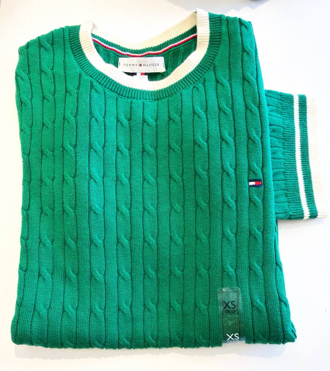 sweater tricot trançado manga curta