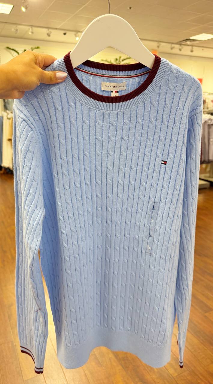 Suéter tricot trançado manga longa