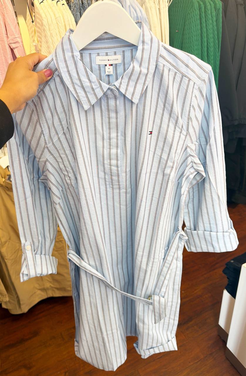 Vestido Algodão Oxford Manga Longa