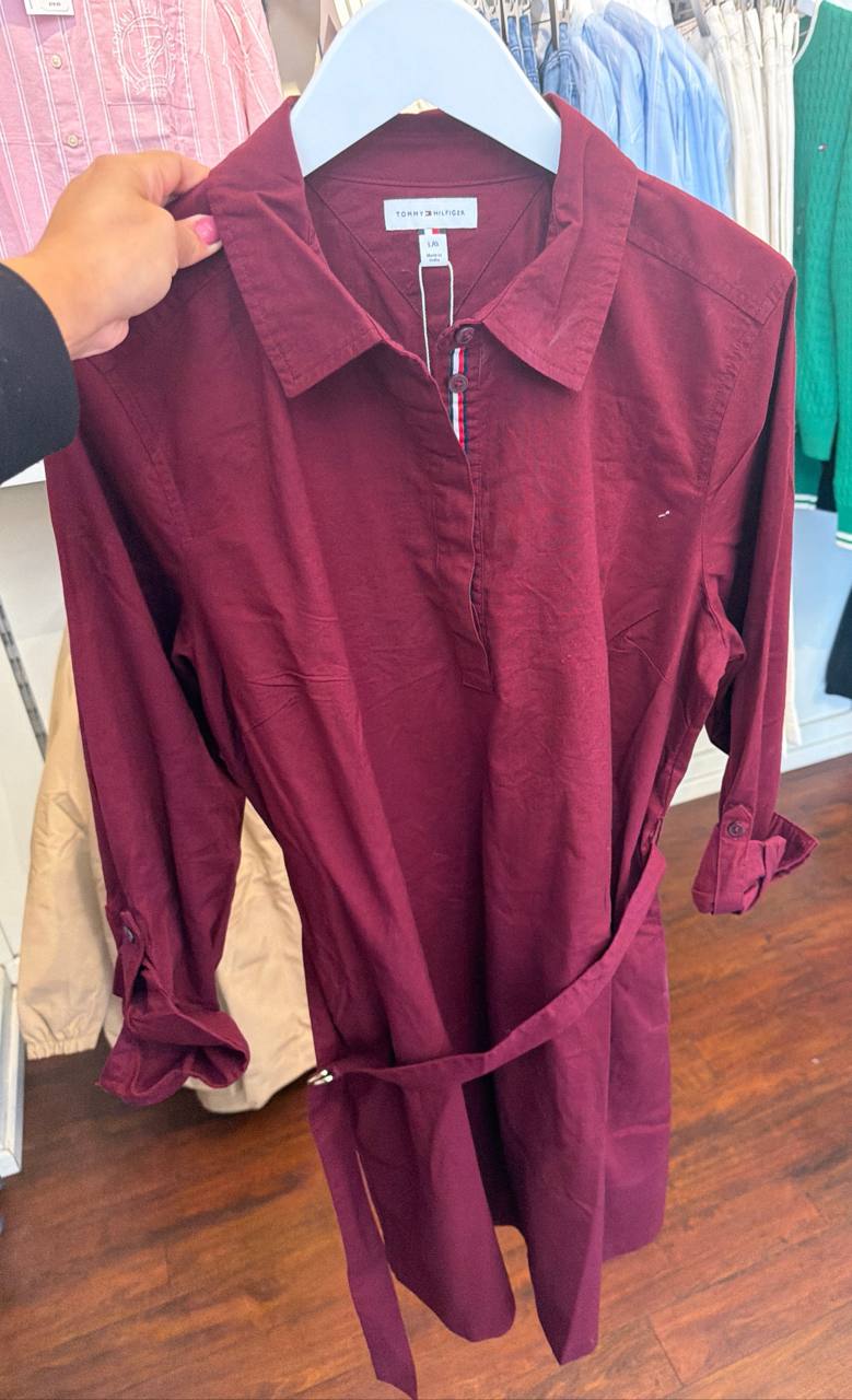 Vestido Algodão Oxford Manga Longa
