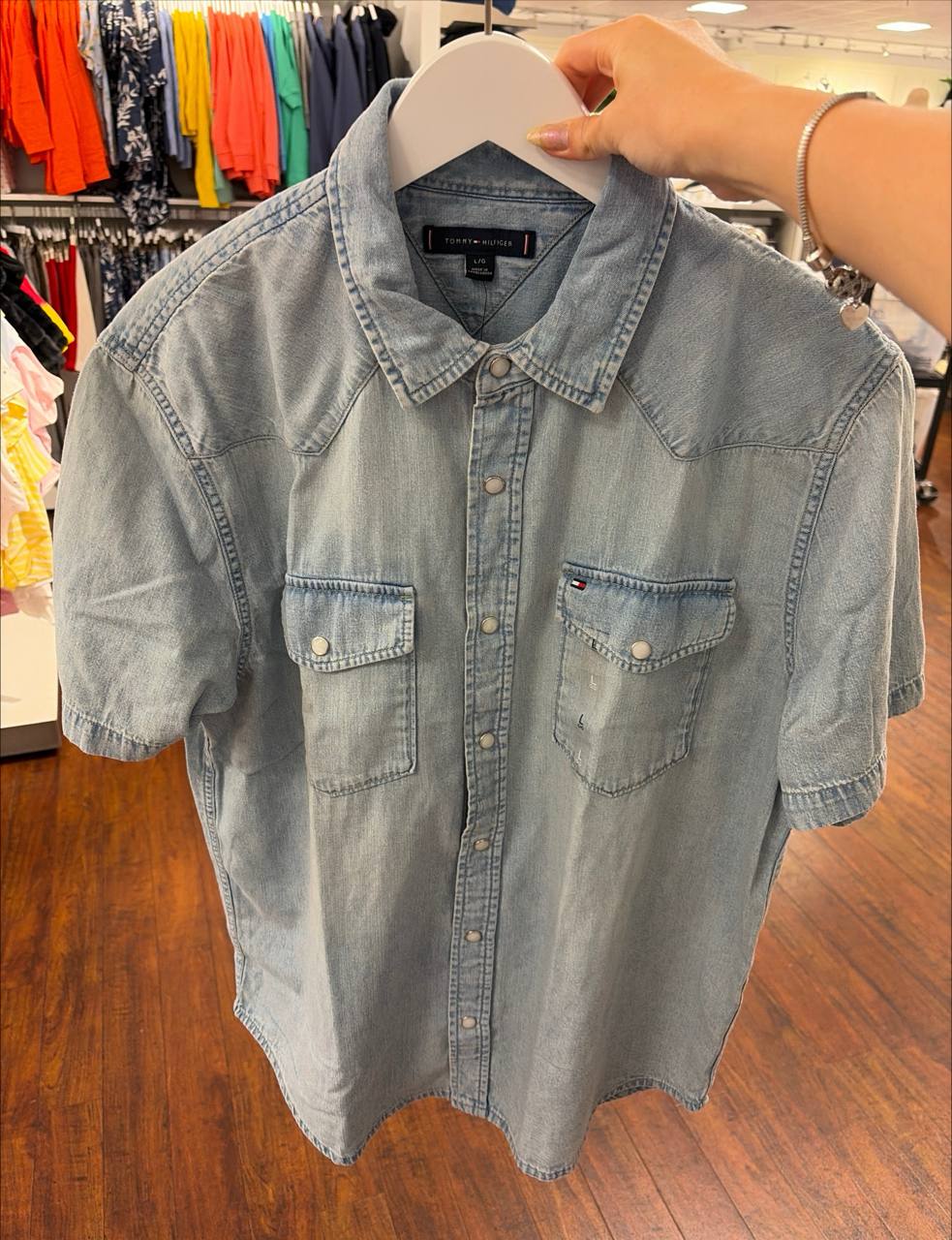 Camisa manga curta jeans