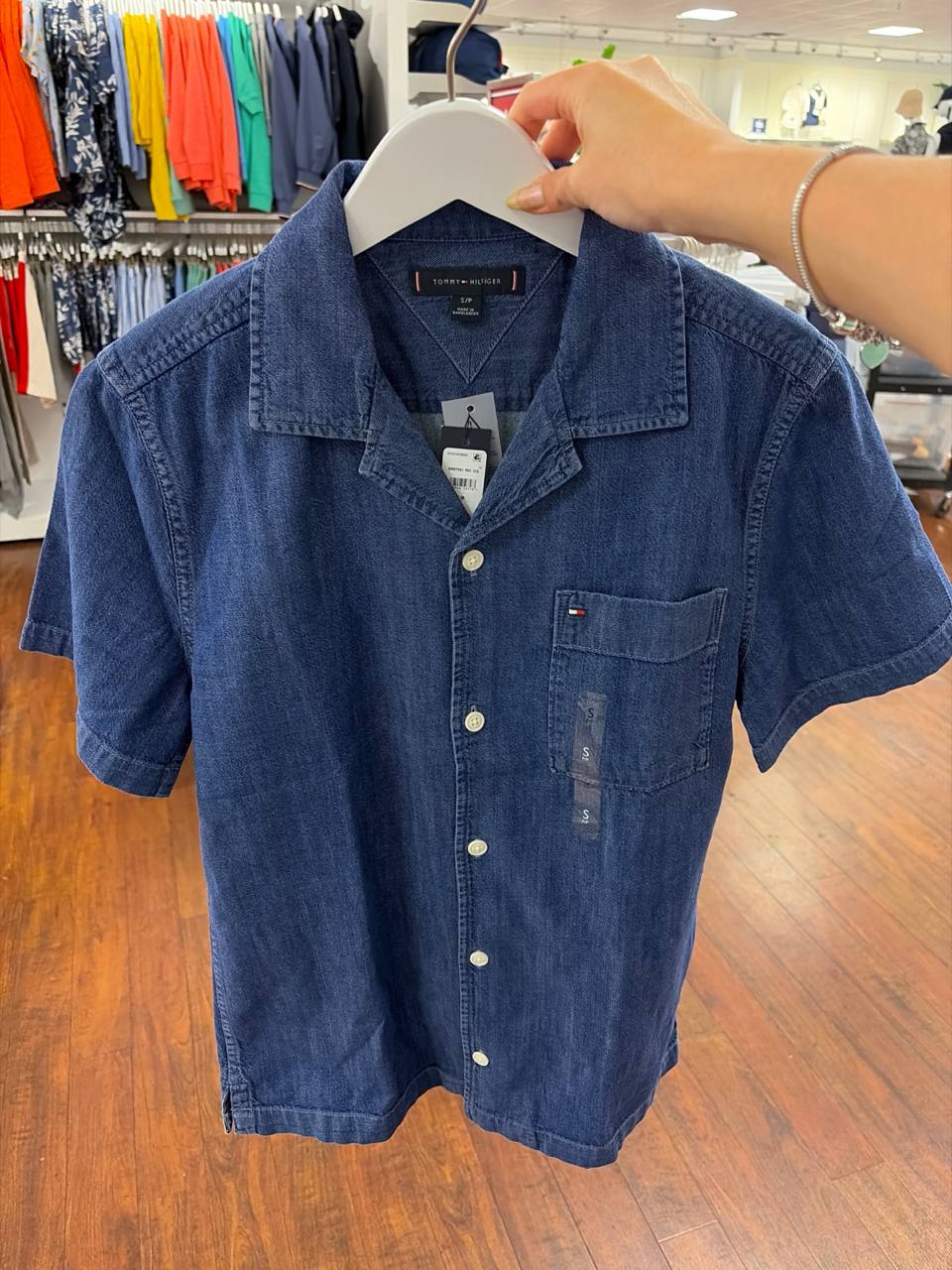 Camisa manga curta jeans