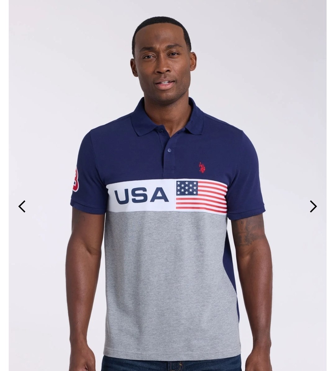 USA FLAG COLORBLOCK PIQUE POLO SHIRT