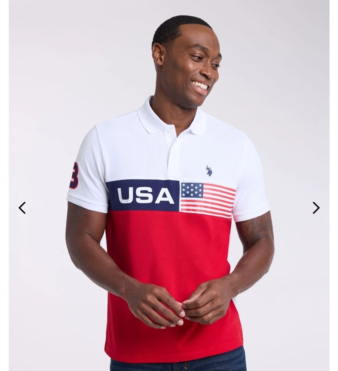 USA FLAG COLORBLOCK PIQUE POLO SHIRT
