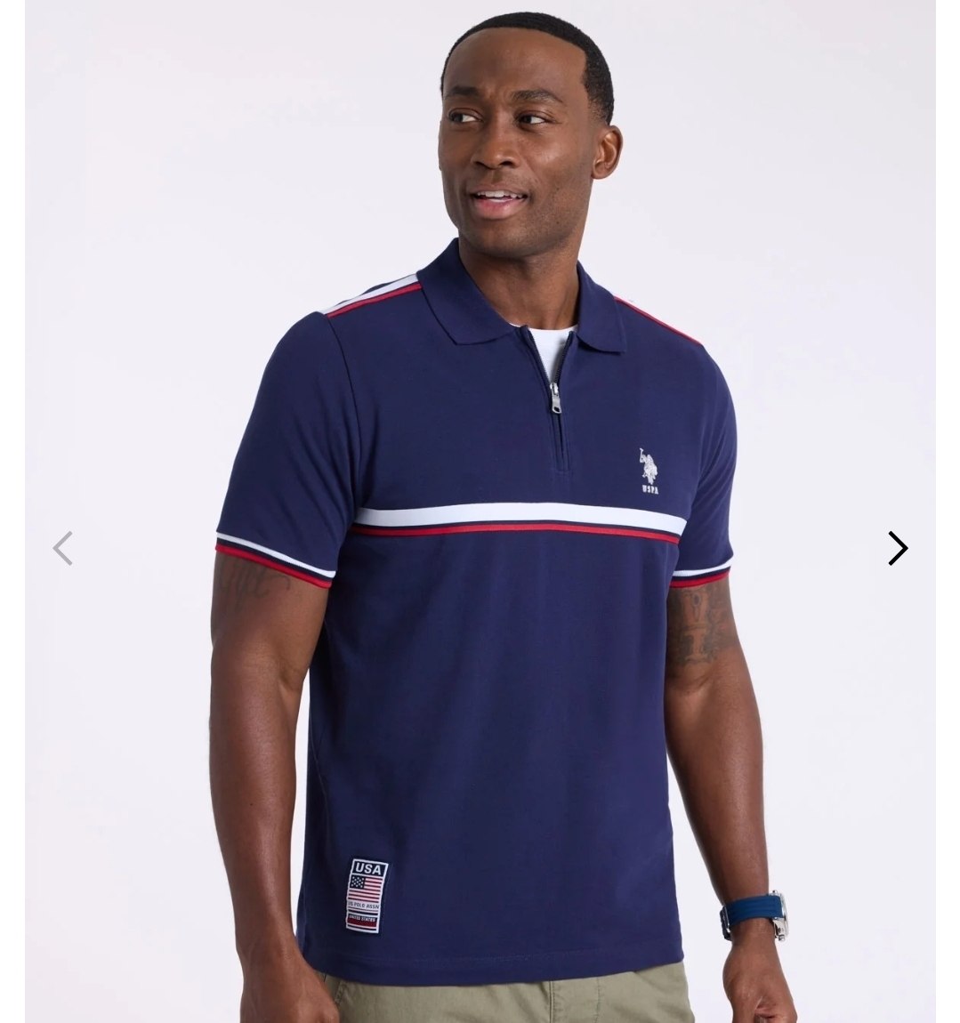 TRICOT SIGNATURE STRIPE PIQUE ZIP POLO SHIRT