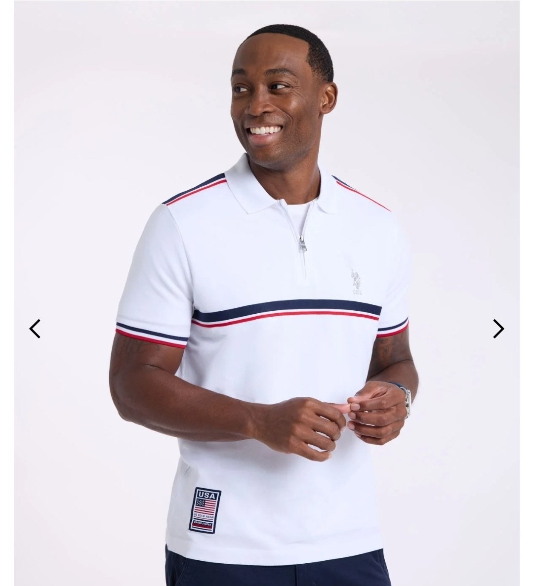 TRICOT SIGNATURE STRIPE PIQUE ZIP POLO SHIRT
