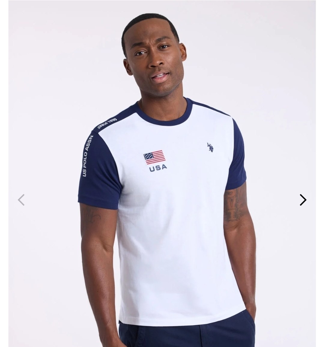 COLORBLOCK SHOULDER USA FLAG JERSEY T-SHIRT