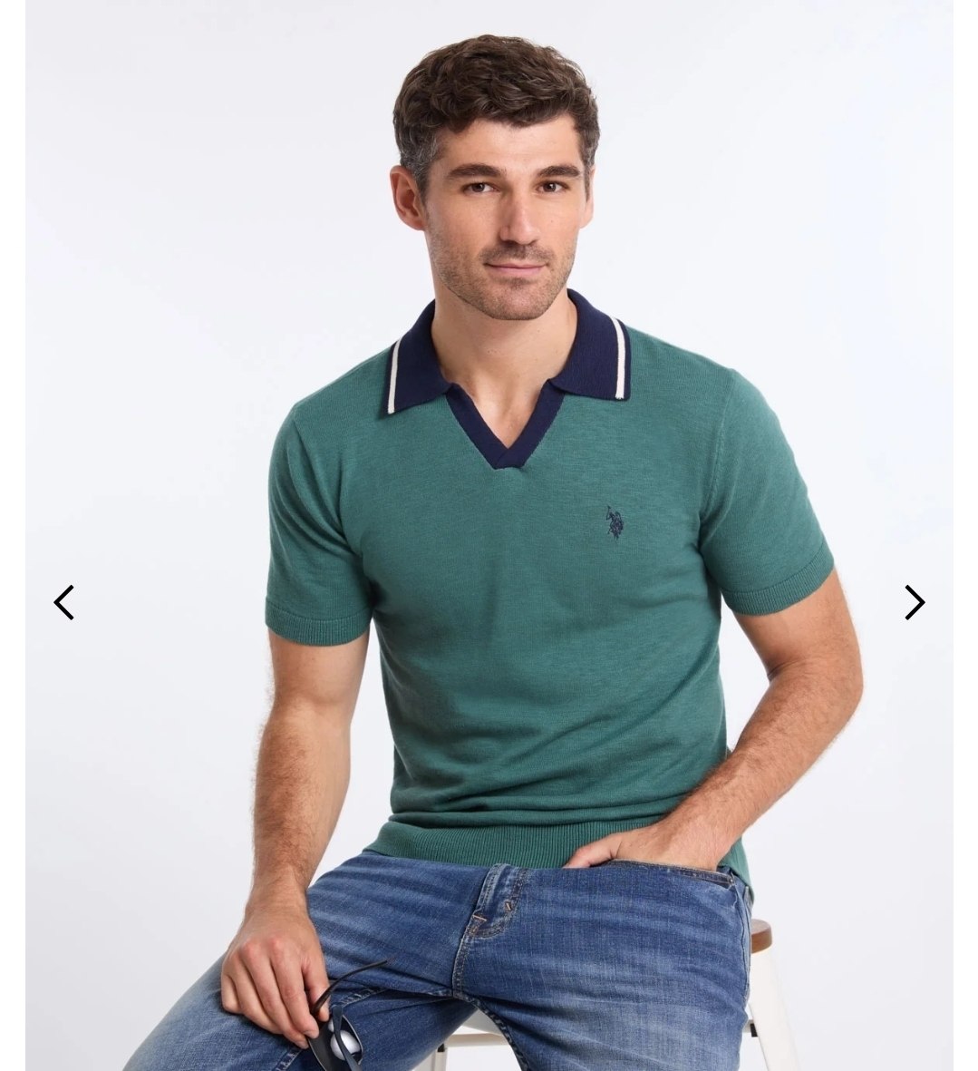 JOHNNY COLLAR COTTON SLUB SWEATER POLO SHIRT