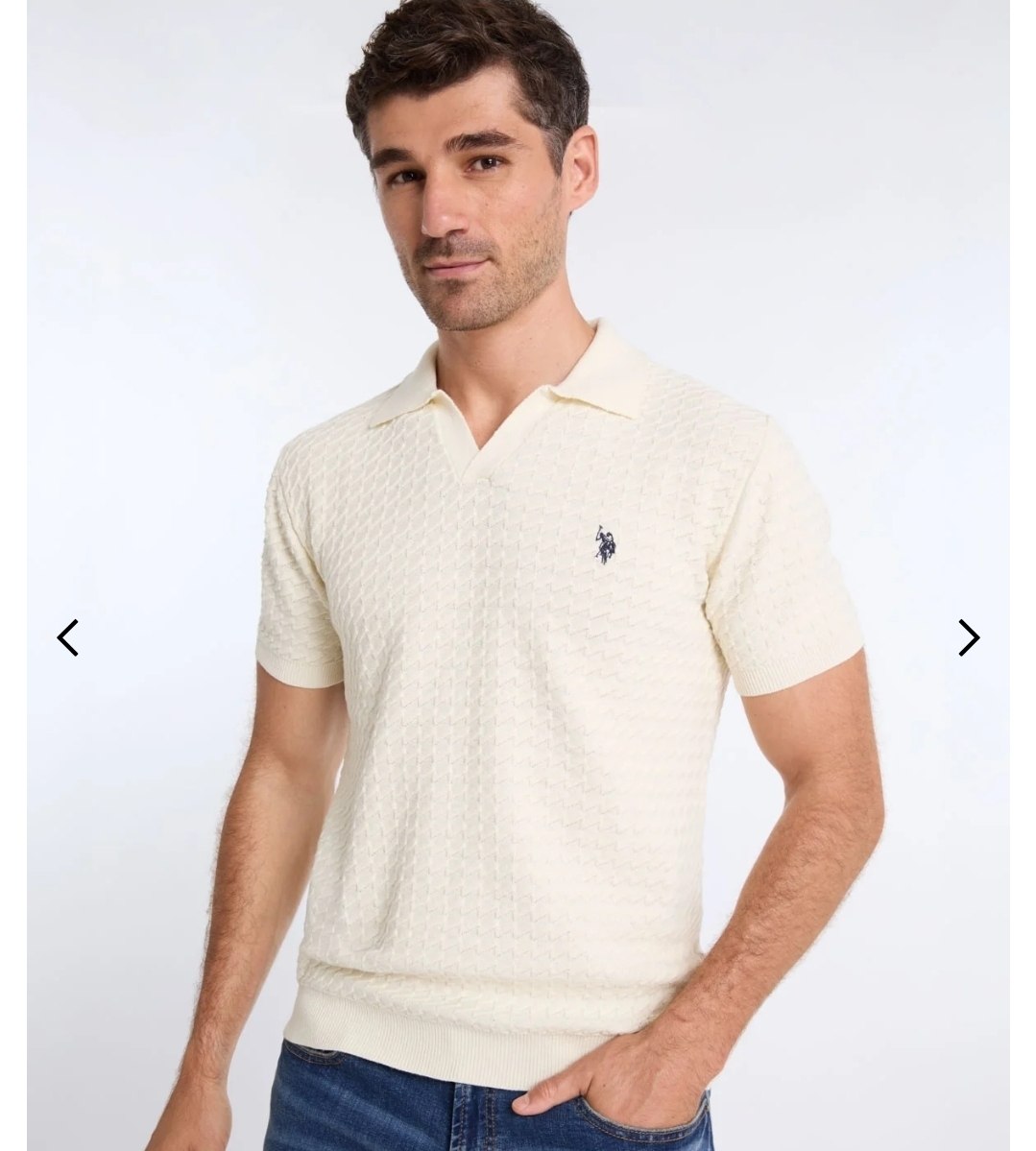 JOHNNY COLLAR MICRO HONEYCOMB SWEATER POLO SHIRT